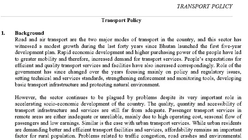 Transport Policy 2006