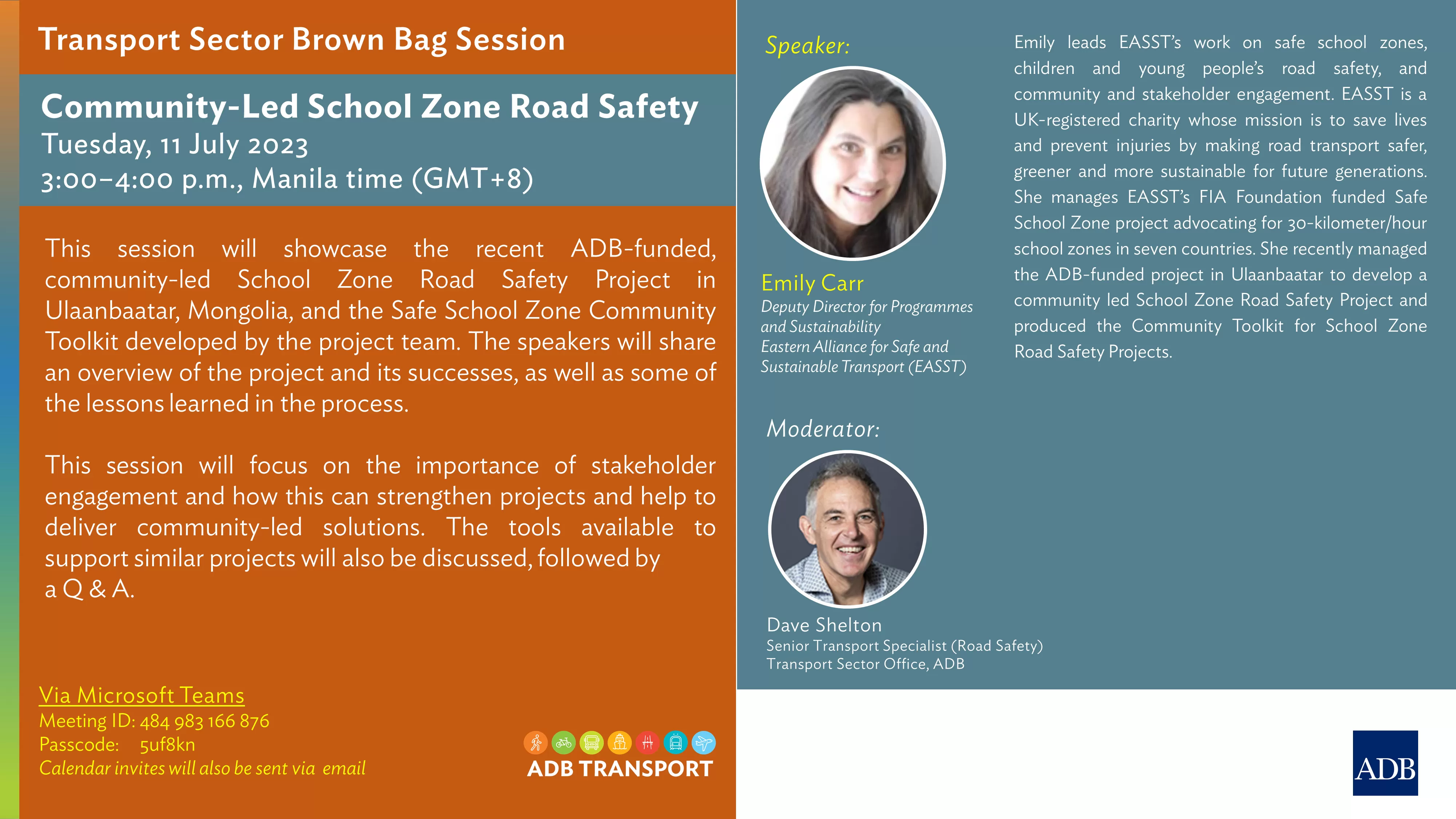 Brown Bag Session on Community-Led School Zone Road Safety