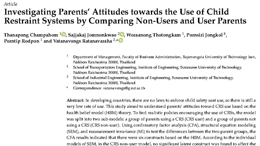 -Investigating Parents’ Attitudes towards the Use of Child Restraint Systems by Comparing Non-Users and User Parents