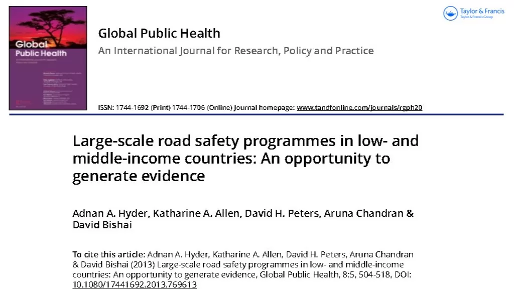 Large-scale road safety programmes in low- and middle-income countries An opportunity to generate evidence